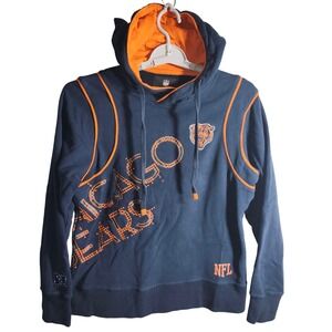 Chicago Bears NFL Pro Line Hoodie Sweatshirt Navy Orange Adult Medium‎